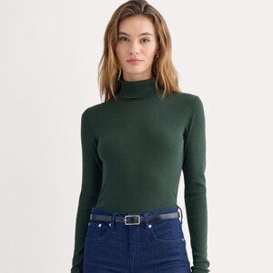 Everlane Women's Luxe Rib Turtleneck Sweater in Heathered Dark Sea, Small - NEW
